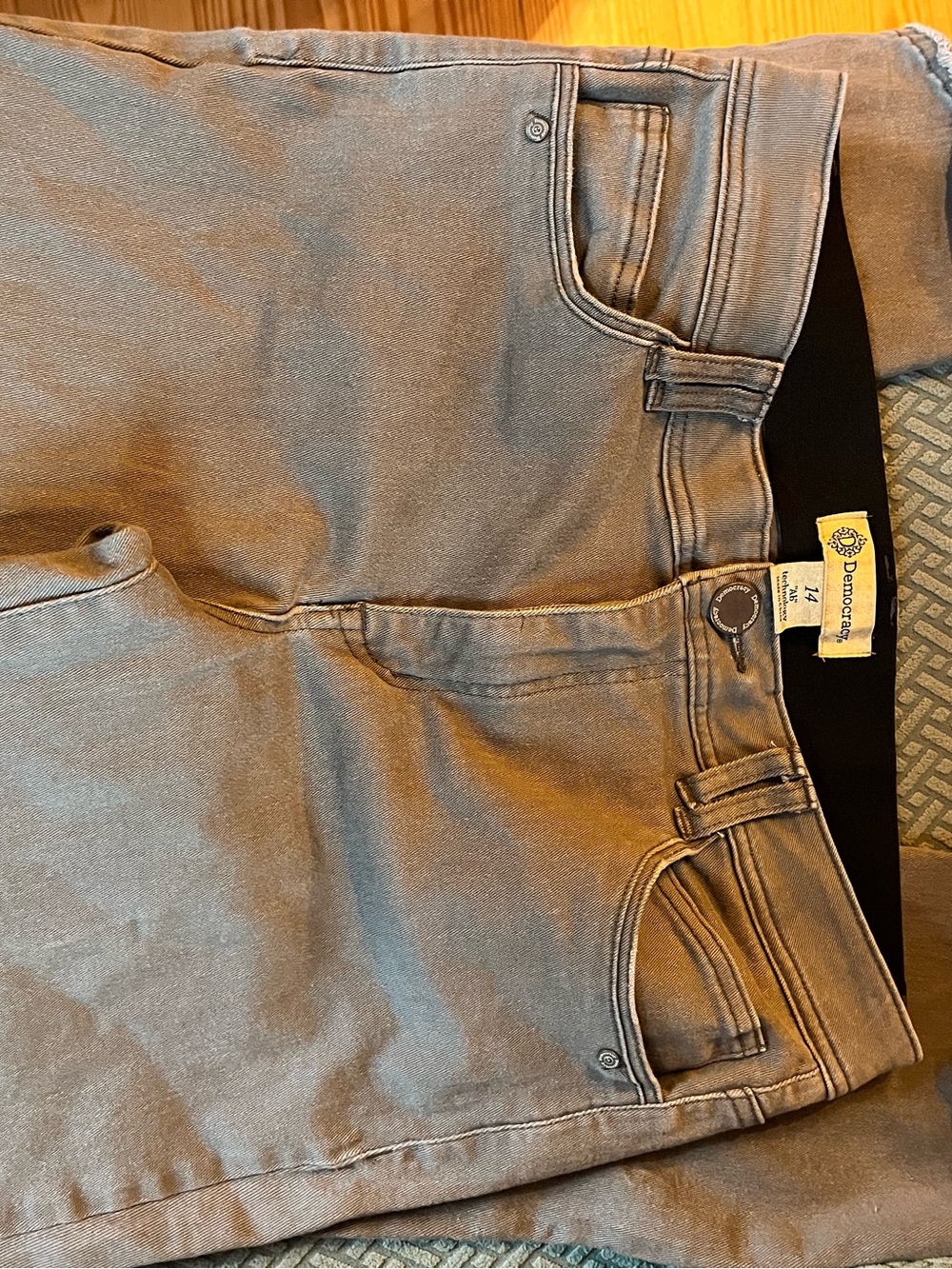Democracy Gray/Green Slim Straight Jeans